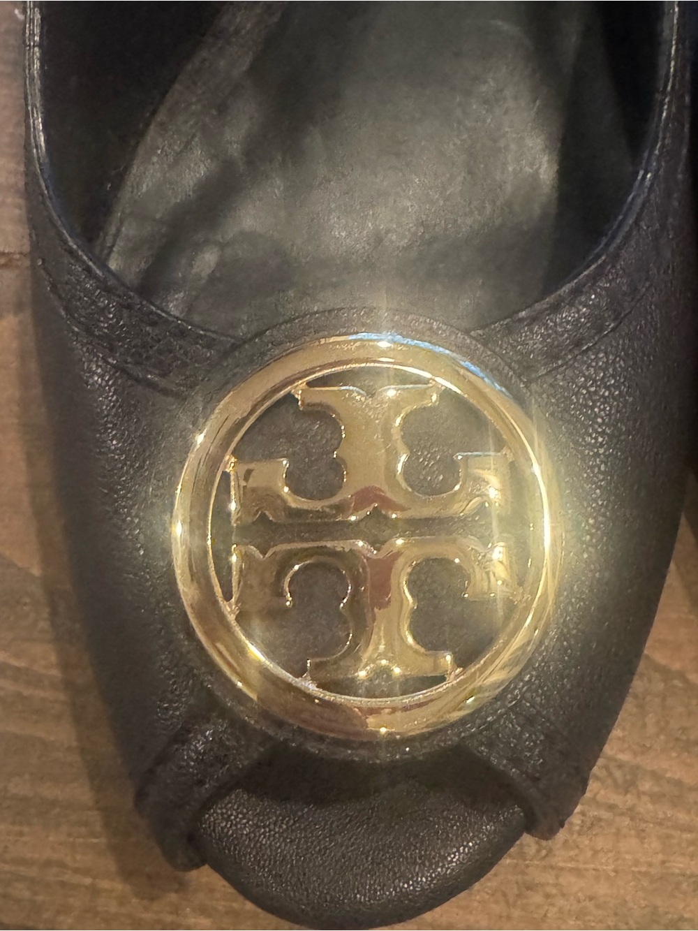 Tory Burch Wedge Heels 9.5M Black Leather - Picture 12 of 16